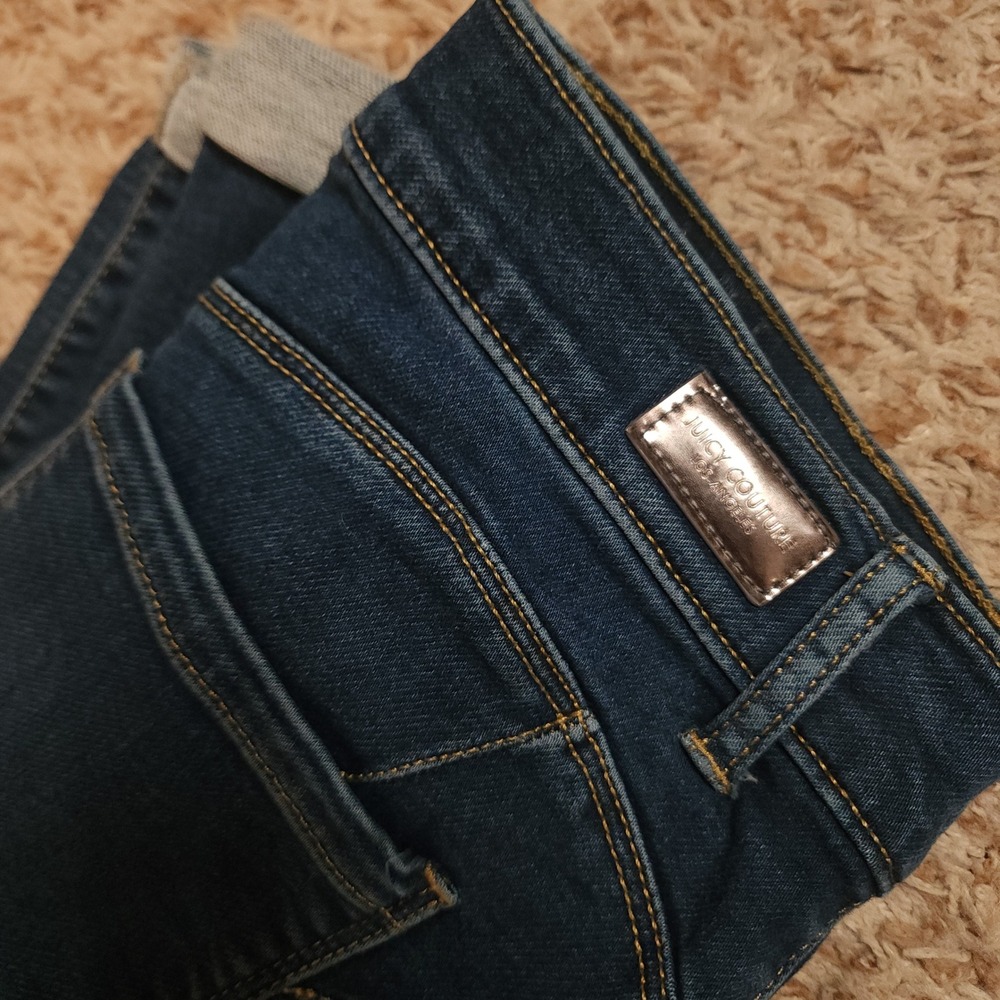 Juicy Couture Skinny Jeans Women 4 Dark Wash Blue‎ Stretch Cuffed Mid Rise Denim